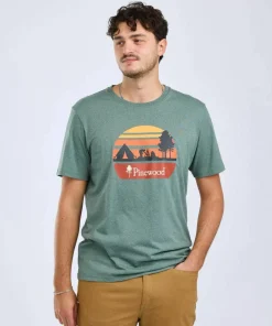 Pinewood Men's Finnveden Recycled Outdoor T-Shirt Aquagr. Melange Campsite