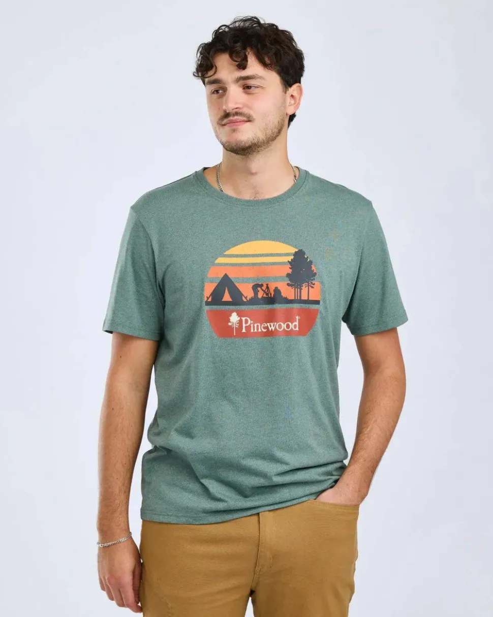 Pinewood Men's Finnveden Recycled Outdoor T-Shirt Aquagr. Melange Campsite