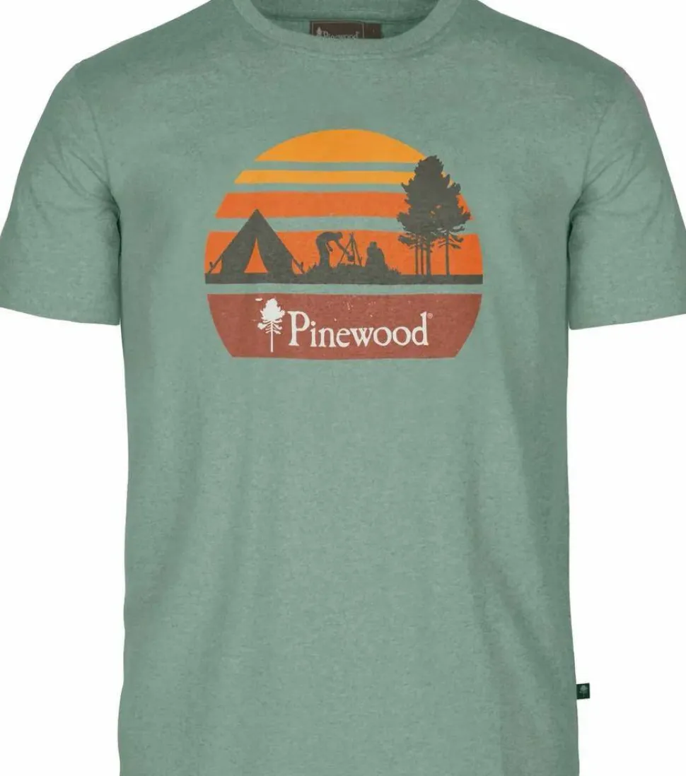 Pinewood Men's Finnveden Recycled Outdoor T-Shirt Aquagr. Melange Campsite