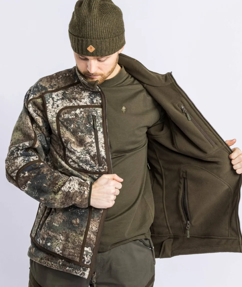 Pinewood Men's Furudal Reversible Camou Fleece Jacket Hunting Brown/Strata