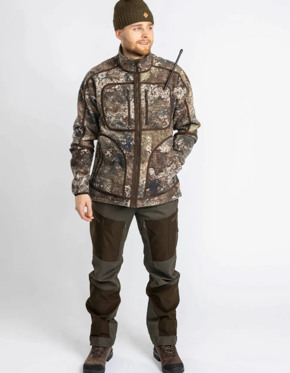 Pinewood Men's Furudal Reversible Camou Fleece Jacket Hunting Brown/Strata