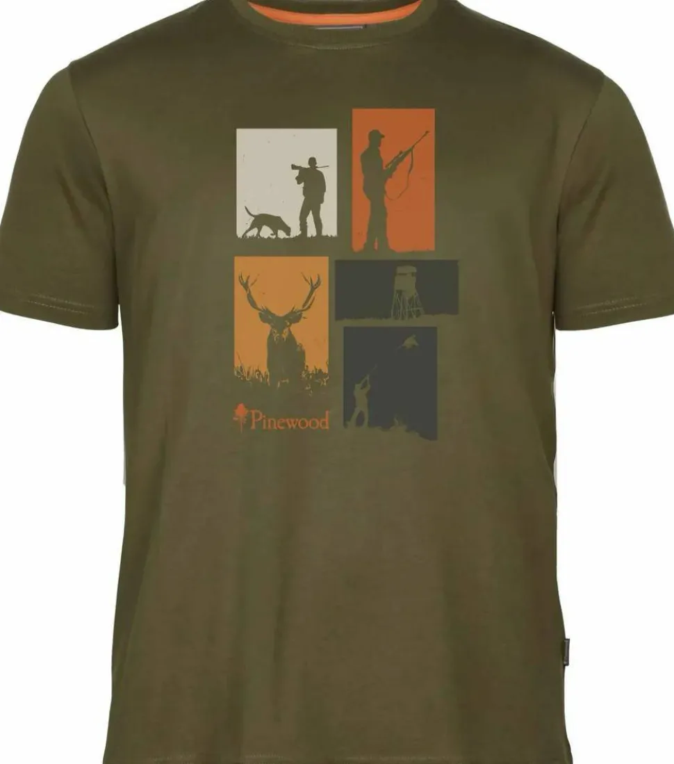 Pinewood Men's Hunting T-Shirt Olive Melange