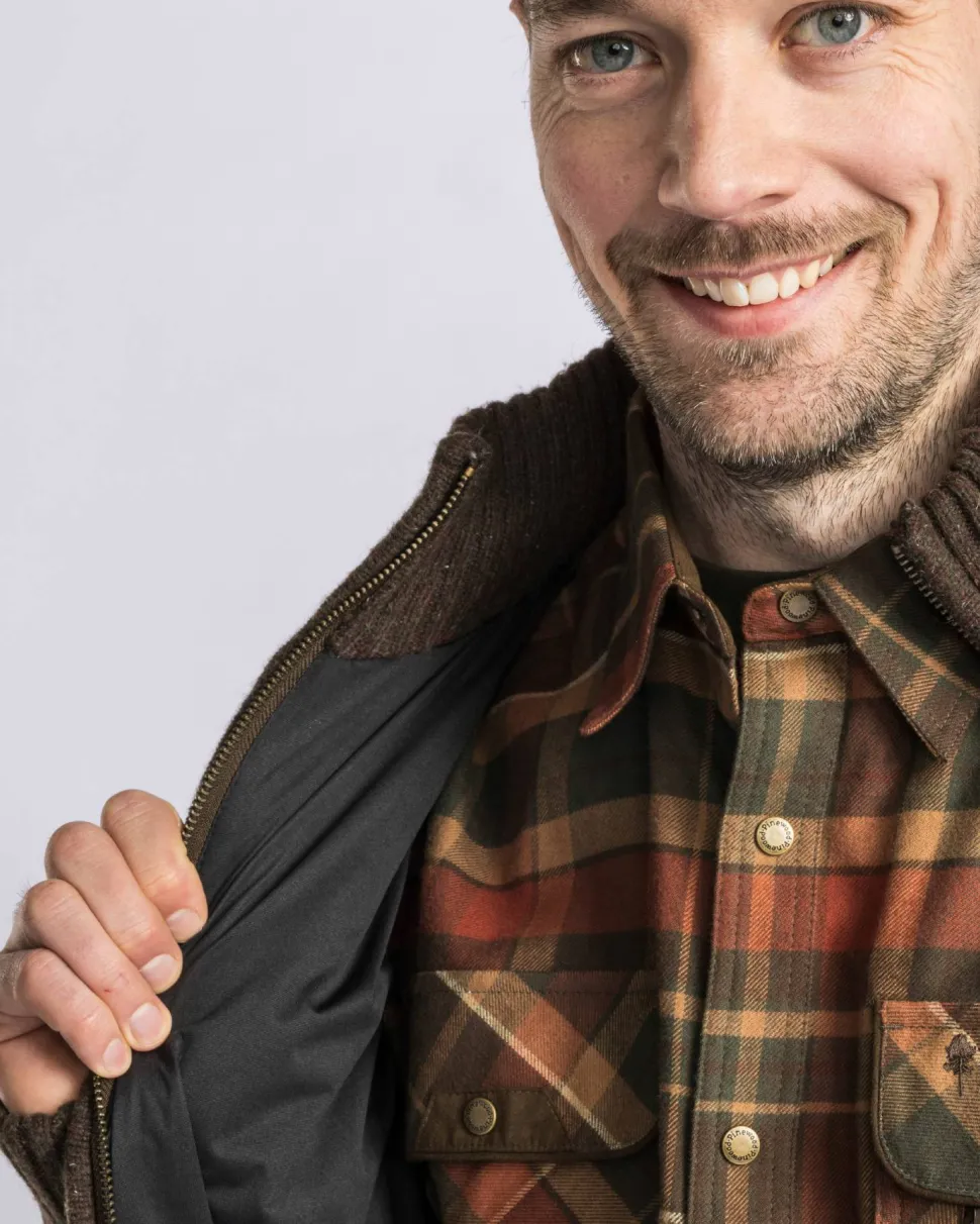 Pinewood Men's Hurricane Full Zip Sweater Dark Brown Mel