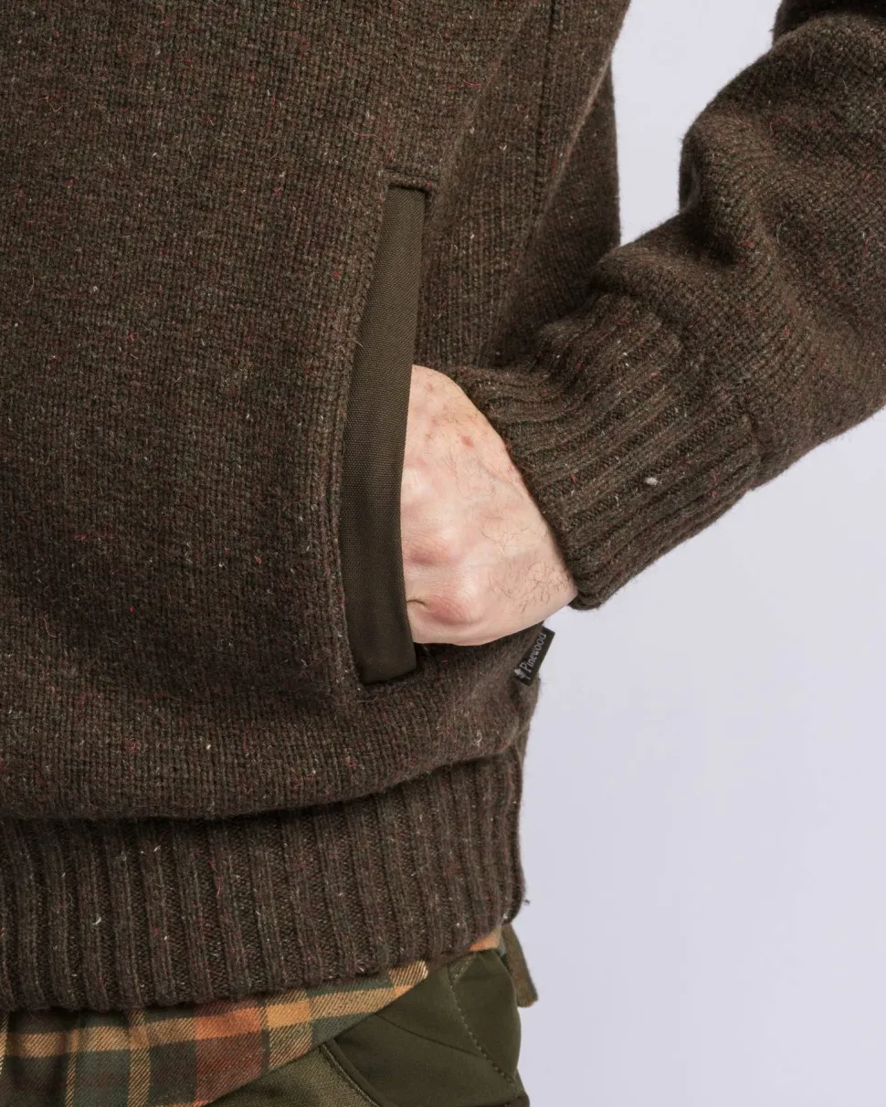 Pinewood Men's Hurricane Full Zip Sweater Dark Brown Mel