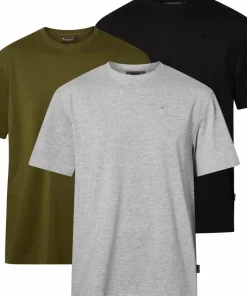 Pinewood Men's 3-Pack T-Shirt Greymel/Pine/Black