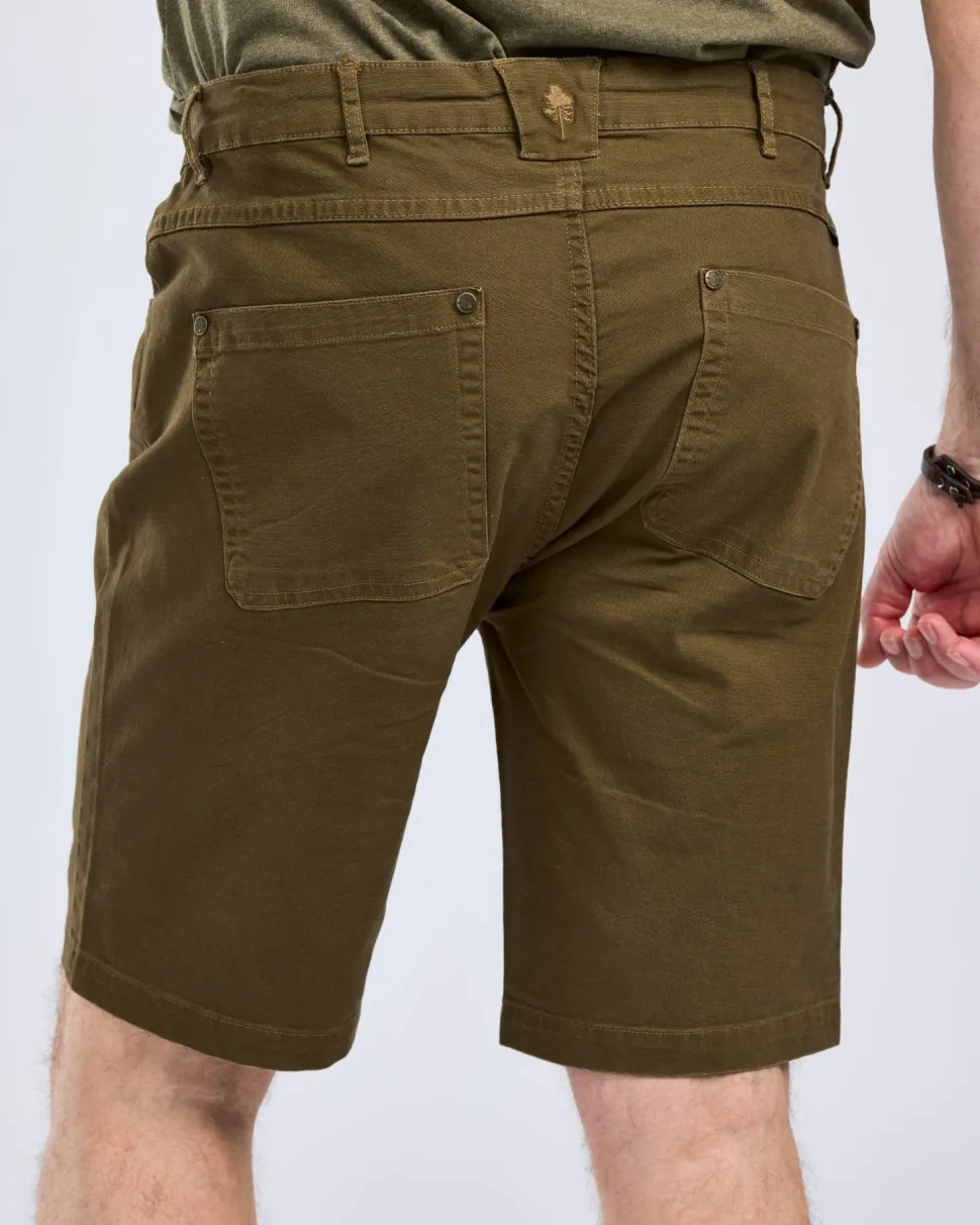 Pinewood Men's Värnamo Vintage Canvas Shorts Olive Brown