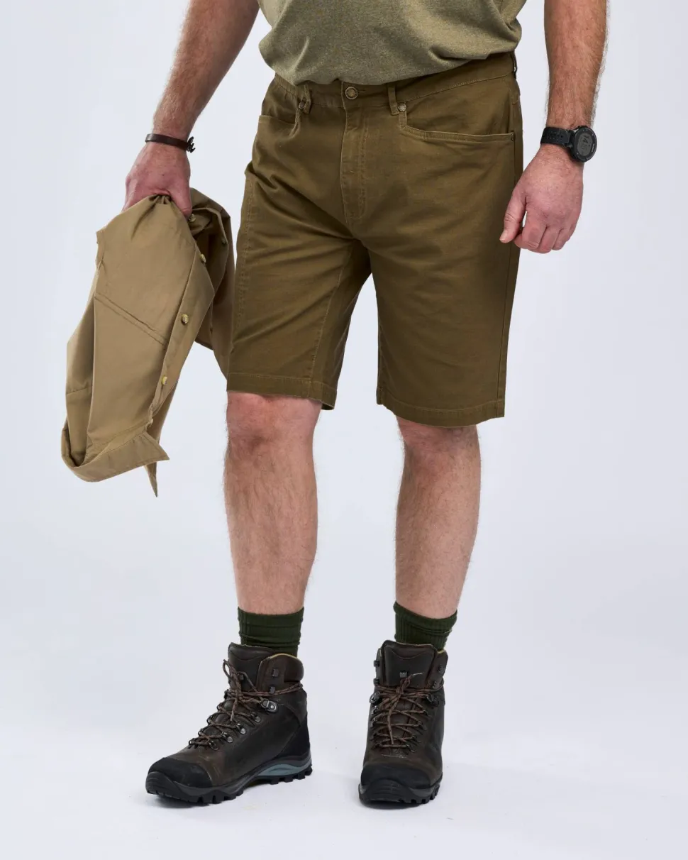 Pinewood Men's Värnamo Vintage Canvas Shorts Olive Brown
