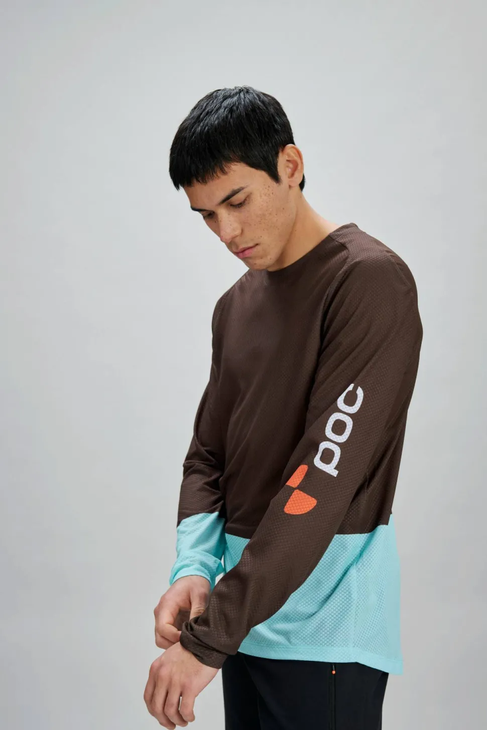 POC Men's Motion Air Long Sleeve MTB Jersey Bronzite Brown/Lazurite Blue