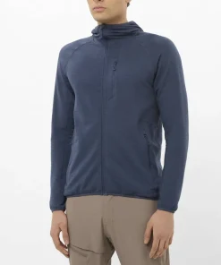 Salomon Men's Essential Lightwarm Hoodie Blue Nights