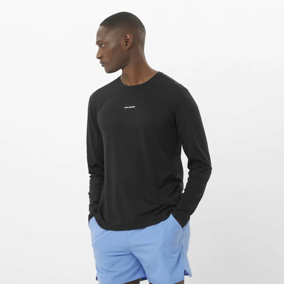 Salomon Men's Shkout Core Long Sleeve Tee Deep Black
