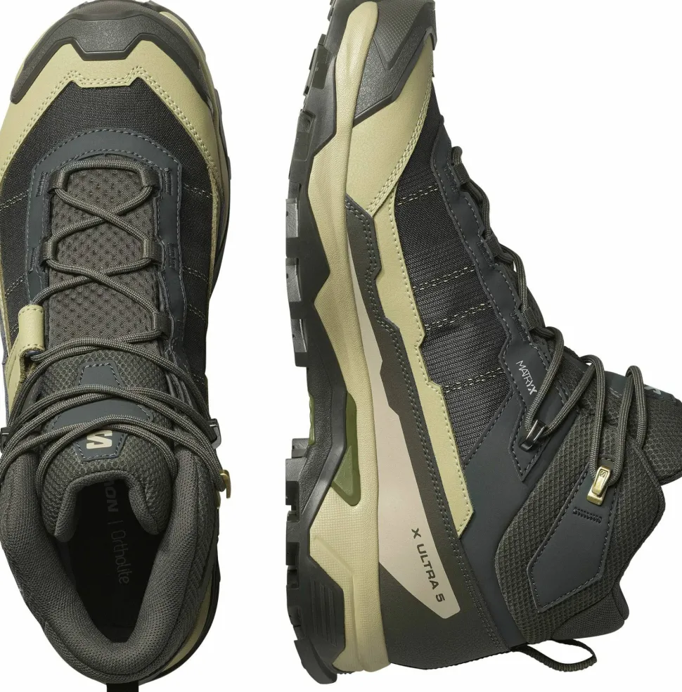 Salomon Men's X Ultra 5 Mid GORE-TEX Peat/gray Green/blue Nights