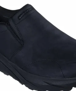 Skechers Men's Leather Round Toe Dual Gore Slip-Ins Black