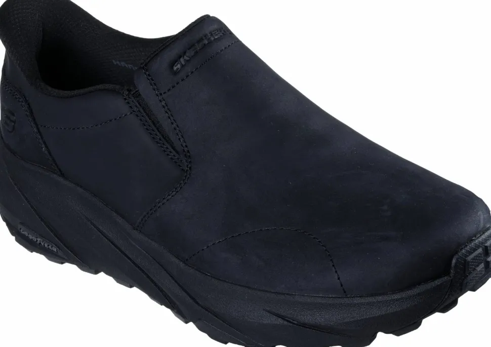Skechers Men's Leather Round Toe Dual Gore Slip-Ins Black