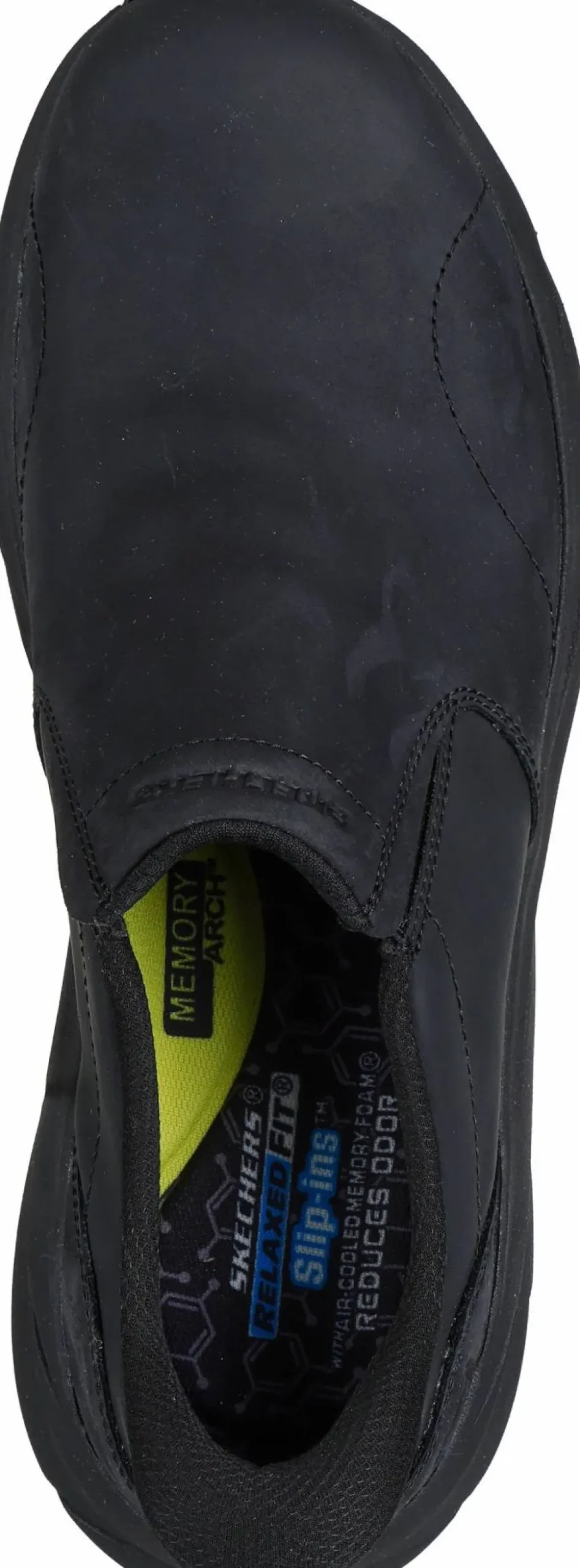Skechers Men's Leather Round Toe Dual Gore Slip-Ins Black