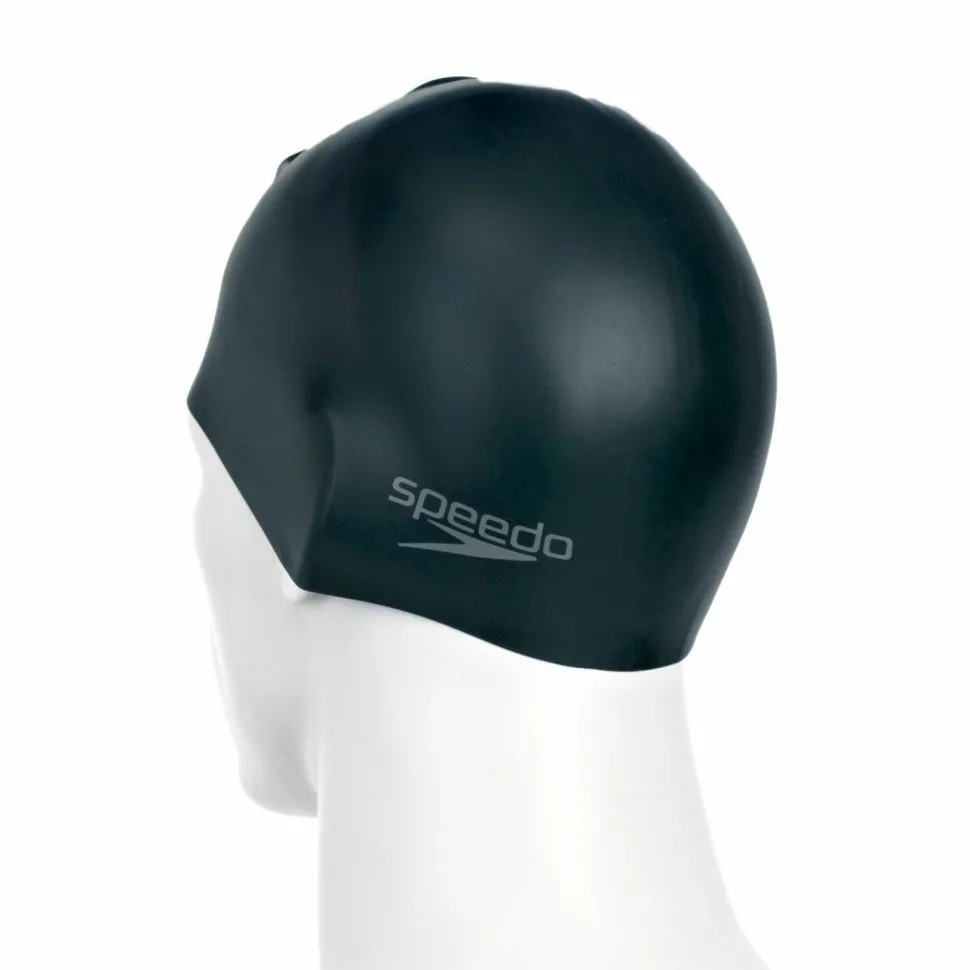 Speedo Plain Moulded Silicone Cap Blk Mop