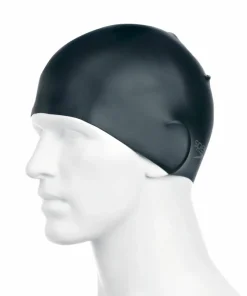 Speedo Plain Moulded Silicone Cap Blk Mop