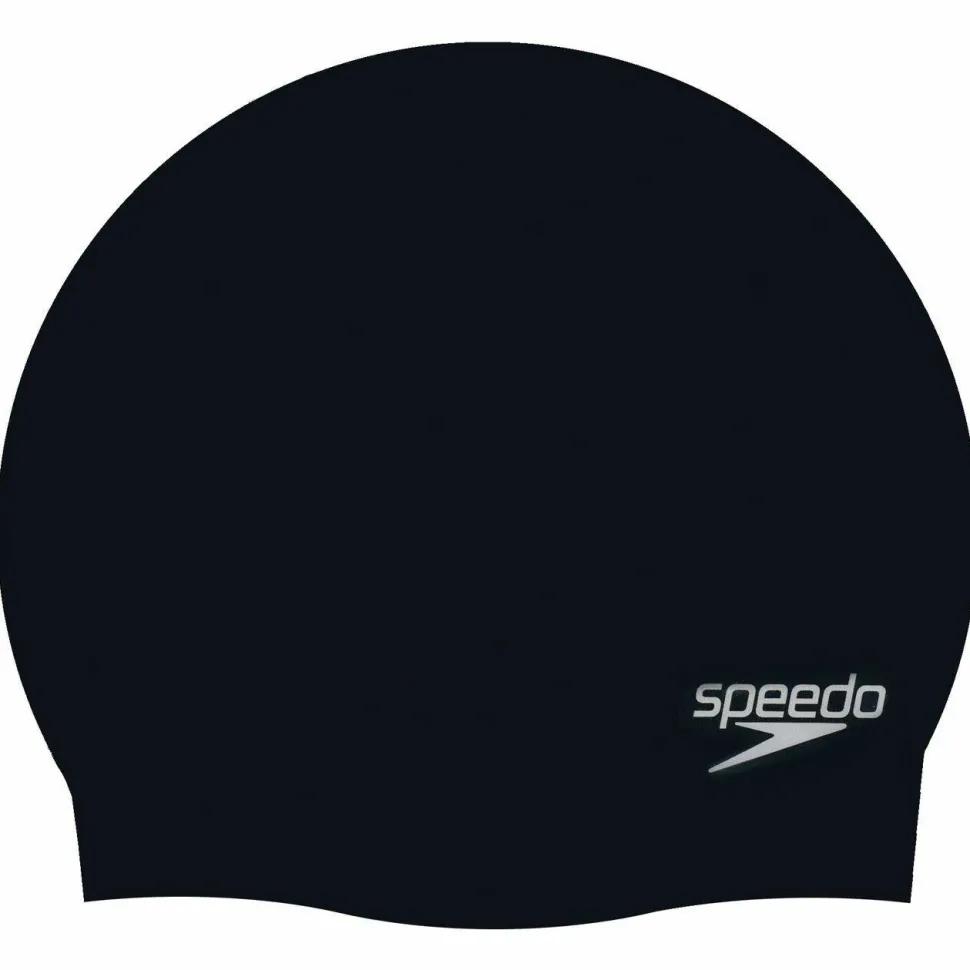 Speedo Plain Moulded Silicone Cap Blk Mop