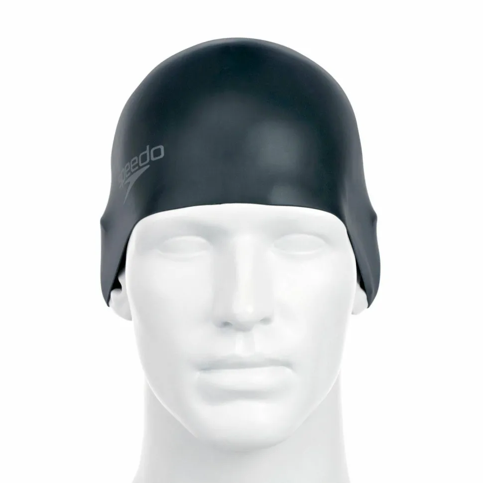 Speedo Plain Moulded Silicone Cap Blk Mop