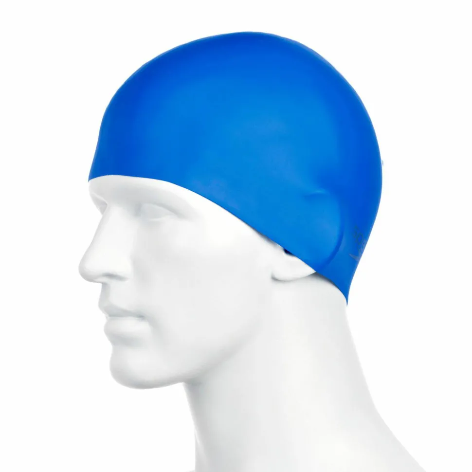 Speedo Plain Moulded Silicone Cap Blue Mop