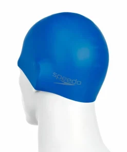 Speedo Plain Moulded Silicone Cap Blue Mop