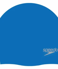 Speedo Plain Moulded Silicone Cap Blue Mop
