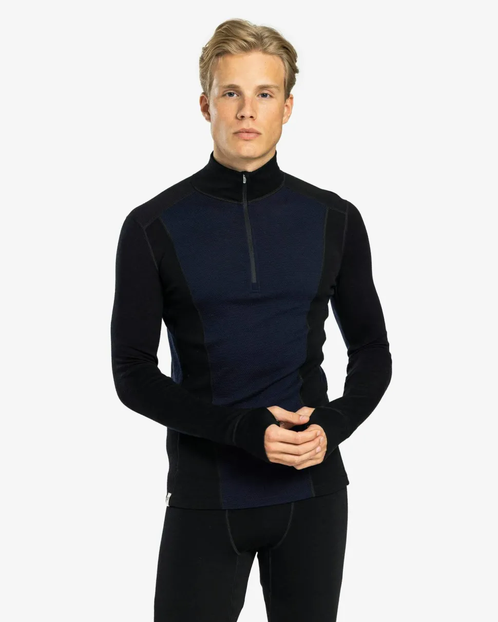 Ulvang Men's Peak Map Half Zip Baselayer Black/Navy Blue