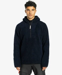 Ulvang Unisex Re Orbit Hooded Half Zip Wool Pile Navy Blue