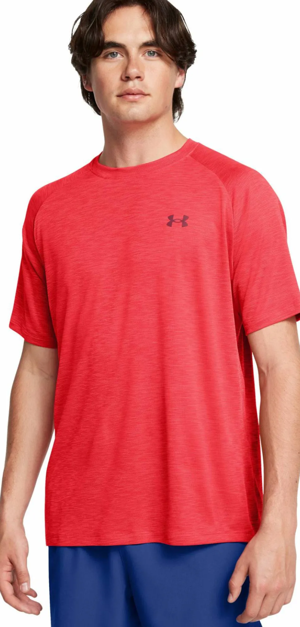 Under Armour Men's UA Tech Textured Short Sleeve Racer Red