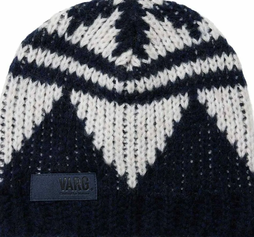 Varg Unisex Bräcke Knitted Beanie Dark Blue With Off White