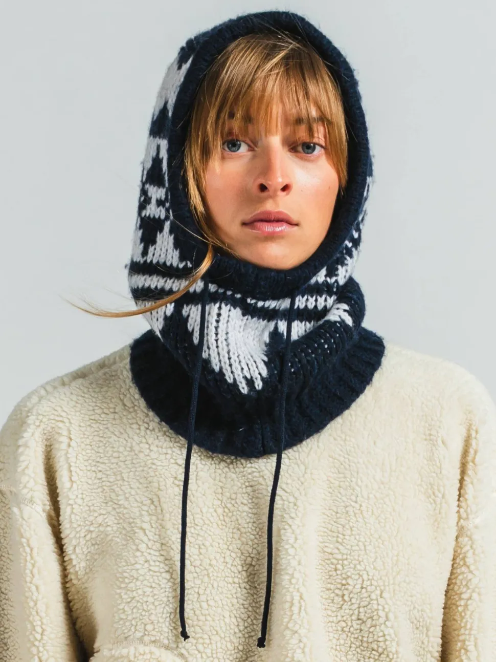 Varg Unisex Bräcke Knitted Balaclava Dark Blue With Off White