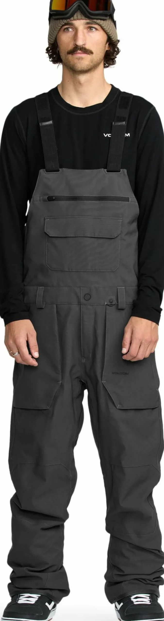 Volcom Men's Roan Bib Overall Dark Grey