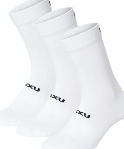 2XU Crew Socks 3 Pack White/Black