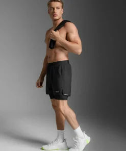 2XU Men's Aero Mesh 2-In-1 5 Inch Shorts Black/silver Reflective