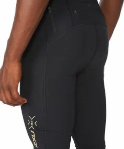 2XU Men's MCS Run Compression Shorts Black/Gold Reflective