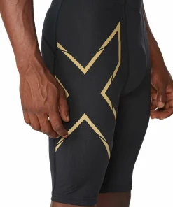 2XU Men's MCS Run Compression Shorts Black/Gold Reflective