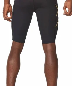 2XU Men's MCS Run Compression Shorts Black/Gold Reflective