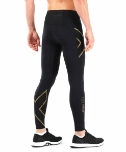 2XU Men's MCS Run Compression Tights Black/Gold Reflective