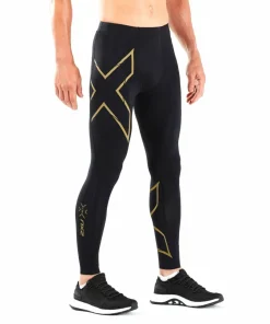 2XU Men's MCS Run Compression Tights Black/Gold Reflective