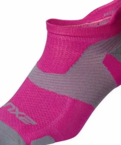 2XU Vectr Light Cushion No Show Sock Magenta/Light Grey